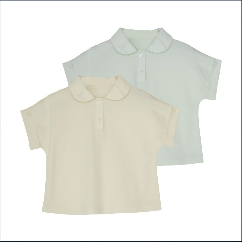 Girls' lapel short-sleeved T-shirt
