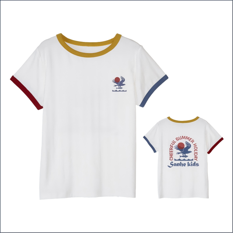Children's contrasting print short-sleeved T-shirt
