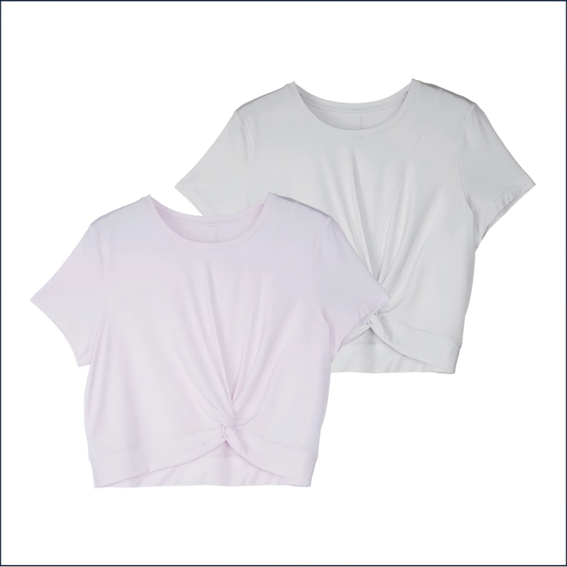 Zhurou Women's Round Neck Twisted Short T-shirt