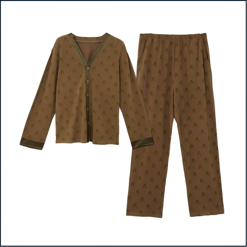 Yongzhu cardigan bamboo leaf home wear set