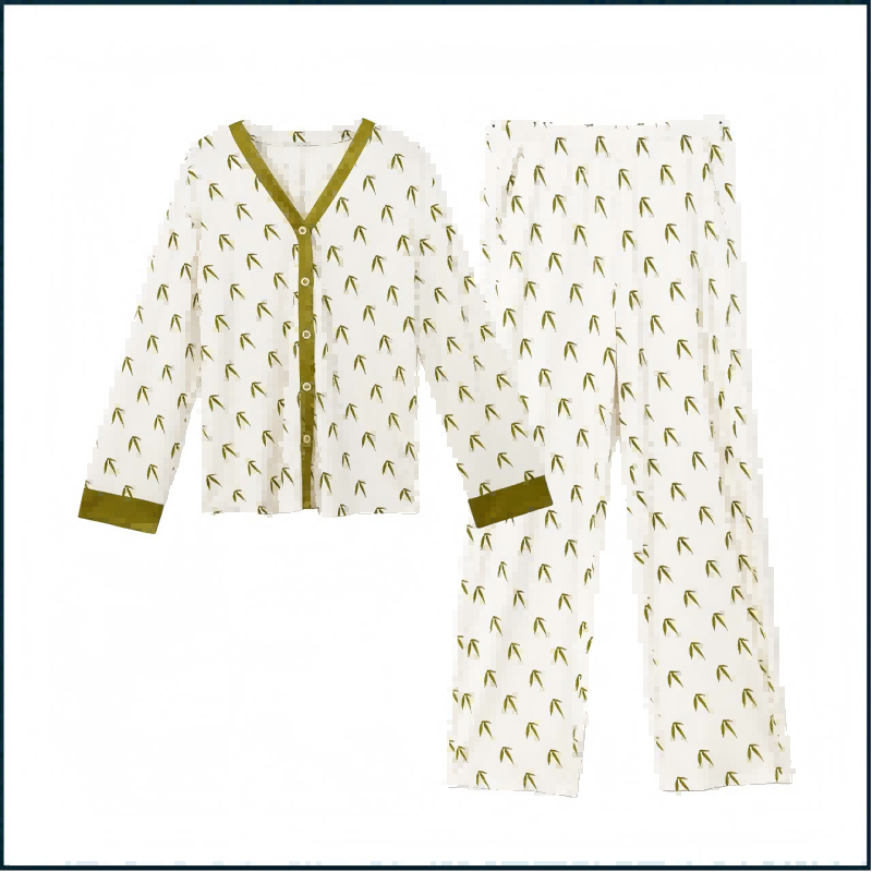 Yongzhu Cardigan Bamboo Leaf Living Wear Set